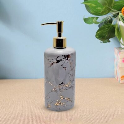 Ceramic Italian Concept Design Liquid Soap, Shampoo, Conditioner, Shower Gel Dispenser (500ML, Gray)