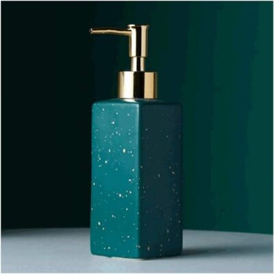 Long-Lasting Glossy Finish Hand Soap Dispenser with Gold Pump, Liquid Dish Soap Dispenser for Kitchen, Handwash Bottle, Bathroom Accessories, Bottles for Hand Sanitizer 320ml (Green)