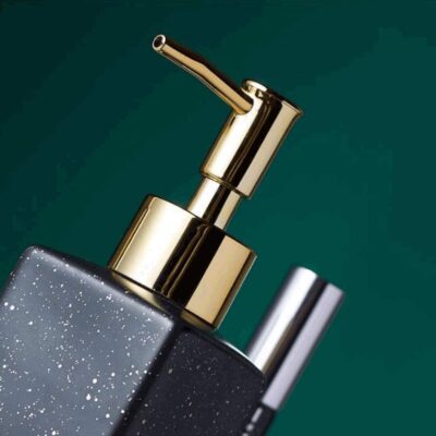 Long-Lasting Glossy Finish Hand Soap Dispenser with Gold Pump, Liquid Dish Soap Dispenser for Kitchen, Handwash Bottle, Bathroom Accessories, Bottles for Hand Sanitizer 320ml (Black)
