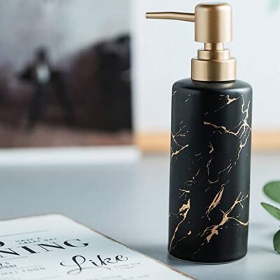 Ceramic Italian Concept Design Liquid Soap, Shampoo, Conditioner, Shower Gel Dispenser (350ML, Black)