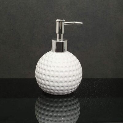 Dots Carved Ceramic Liquid Soap, Shampoo, Conditioner, Shower Gel Dispenser (White, 420ML)
