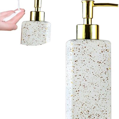 Long-Lasting Glossy Finish Hand Soap Dispenser with Gold Pump, Liquid Dish Soap Dispenser for Kitchen, Handwash Bottle, Bathroom Accessories, Bottles for Hand Sanitizer 320ml (White)